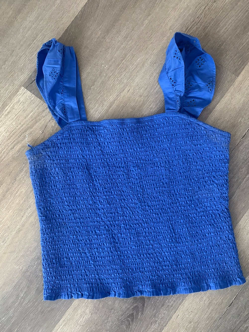 Old Navy Royal Blue Smocked Eyelet Strap Crop Top - Women